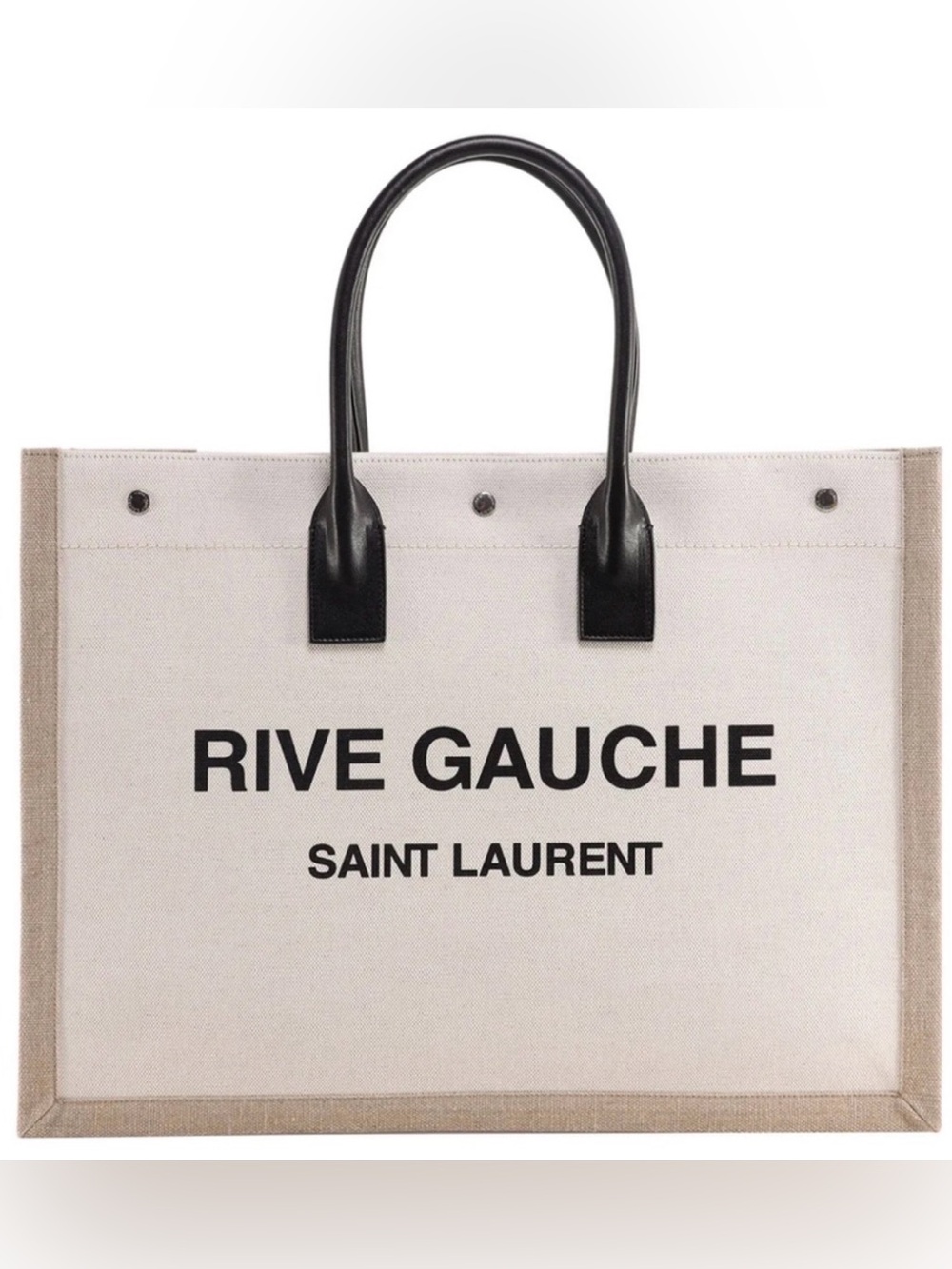 Saint Laurent Rive Gauche Tote in Cream and Black Trim